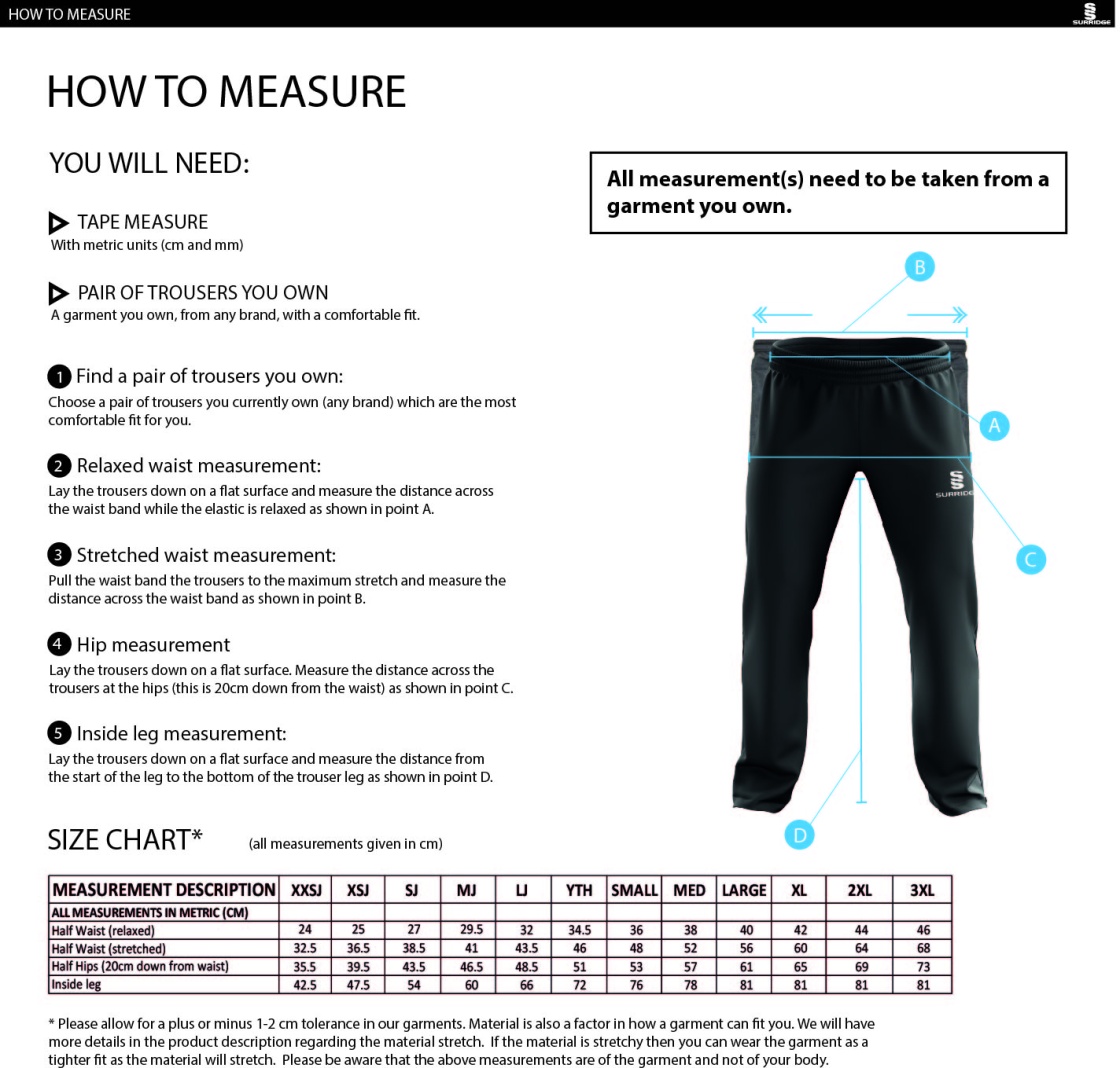 Bristol Staff - Talent Academy - Dual Poplin Track Pant - Women's Fit - Size Guide