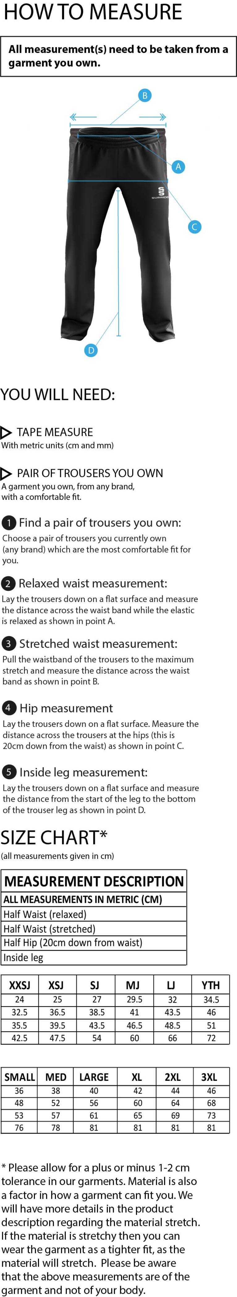 Bristol Staff - Talent Academy - Dual Poplin Track Pant - Women's Fit - Size Guide